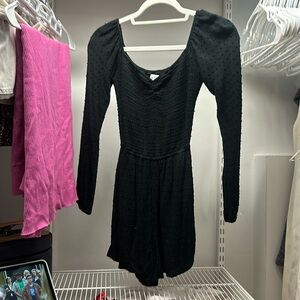 Hollistee Black Longsleeve Sweetheart Neck Romper